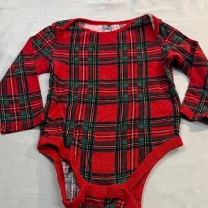 Old Navy - Plaid Red and Green Kids Long Sleeve One Piece Top